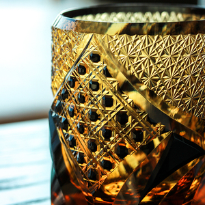 Bicchiere di vetro senza piombo di lusso Edo Kiriko trasparente vecchio stile whisky color ambra nero <span class=keywords><strong>Brandy</strong></span> bicchiere bicchiere - Product Image 4