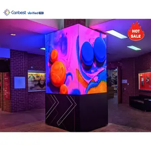 P1.9 P2.6 4 Sided Indoor Square Shape Column Led Display Screen For Shop Right Angle Wall Mount Led Video Wall