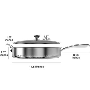 Three Layer Stainless Steel Frying <b>Pan</b> With <b>Ceramic</b> Coating Nonstick Round 12 Inch For Cooking - Product Image 2