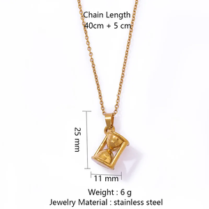 Collar Minimalista de Acero Inoxidable 304 Chapado en Oro de 18K, Colgante con Forma de Reloj de Arena, Galvanoplastia al Vacío, Estilo Simple, Cadena de Cable - Product Image 4