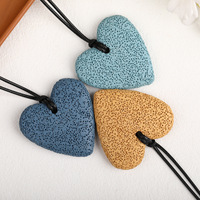 Pendentif en forme de cœur en pierre de lave volcanique naturelle colorée pour la fabrication de bijoux, colliers et boucles d'oreilles DIY