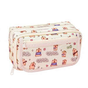 Étui à crayons en toile à grande capacité à 9 couches Capybara, boîte à papeterie esthétique, sac à crayons multifonctionnel pour primaire et secondaire - Product Image 1