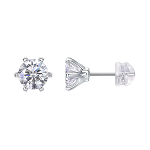 D Color 1CT Moissanite <b>Stud</b> Earrings 925 Sterling <b>Silver</b> Rhodium Plated Brilliant Round Cut Luxury Fine Jewelry for Women - Product Image 1