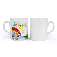 Mug en céramique écologique de 350 ml, blanc brillant, avec impression par transfert thermique pour photos personnalisées, logos sur mesure et images artistiques