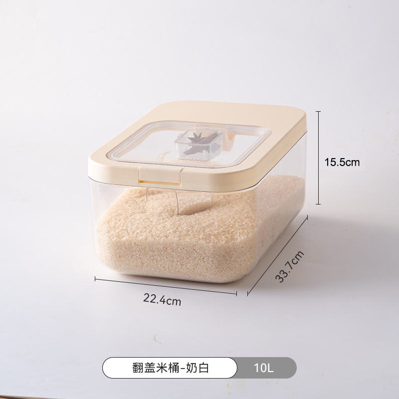 10L Flip-top Rice Bucket, Milky White