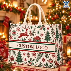 <strong>Christmas</strong> 3D Canvas <strong>Bag</strong>, Red Green Festival <strong>Gift</strong> Tote, <strong>Large</strong> Capacity Reusable Canvas <strong>Bag</strong> for Party Wholesale Bulk - Product Image 1