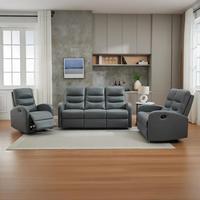 Fauteuil inclinable manuel à une place en cuir synthétique microfibre avec repose-pieds extensible et structure en bois massif pour salon