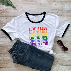 SC LGBT T Shirt untuk Wanita Baru Gay Pride Tshirt Wanita Cinta Lesbian Pelangi T-Shirt Cinta Adalah Cinta T-shirt Musim Panas Harajuku Top Tee