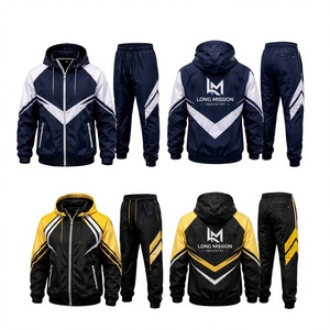 Survêtement à capuche pour homme Long Mission, décontracté, color block, sportif, coupe régulière, léger, avec cordon de serrage et poches latérales - Product Image 2