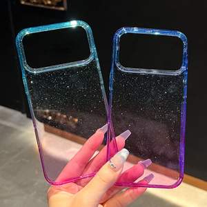 Étui de téléphone de luxe étanche brillant en TPU+PC à dégradé scintillant pour 17 16 15 13 12 Pro Max Blocage des couleurs Haute transparence - Product Image 1