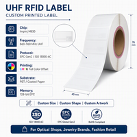 Tag RFID Mini UHF M830 dengan Logo Custom, Cetak CMYK Full Color, Tahan Air, untuk Perhiasan, Kacamata, Toko Optik, dan Display Merek