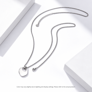 Collier pendentif en acier inoxydable, couleur argent, forme de cœur, chaîne minimaliste, 750 mm + 50 mm réglable, bijoux unisexes - Product Image 1