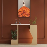 Console de couloir ultra-étroite moderne en fer forgé, style luxe léger, avec plateau en marbre créatif, support à fleurs haut de gamme pour salon et entrée