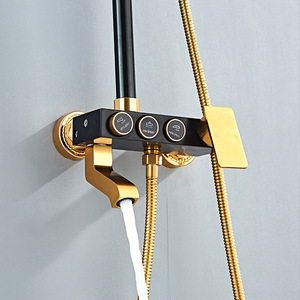 Ensemble <span class=keywords><strong>de</strong></span> douche 4 en <span class=keywords><strong>1</strong></span> Space Aluminium Black Gold Space Aluminium Hot and Cold avec <span class=keywords><strong>robinet</strong></span> Bidet Pomme <span class=keywords><strong>de</strong></span> douche à effet pluie - Product Image 4