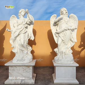 Escultura de Ángel Alado de Mármol Blanco Estilo Europeo, Estatua de Ángel Tallada a Mano para Jardín, Parque, Villa, Diseño Personalizado - Product Image 4