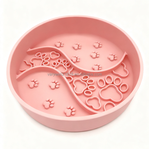 Fabrika toptan BPA ücretsiz gıda sınıfı karışık renk köpek kase 18cm silikon yuvarlak yalamak Mat pençe baskı Pet yavaş besleyici kase - Product Image 4