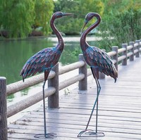 Sculpture d'oiseau en métal grandeur nature Offre Spéciale Statue de grue de jardin en bronze
