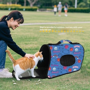 Cat Dog Portable Foldable Oblique Span Backpack with Cartoon Design Plastic Material Breathable & Removable Washable - Product Image 3