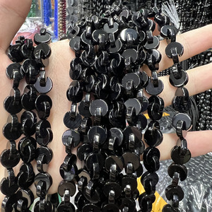 Plusieurs tailles croix lune Agate rouge Agate noire perles forme perles de pierre en vrac Bracelet perle - Product Image 5