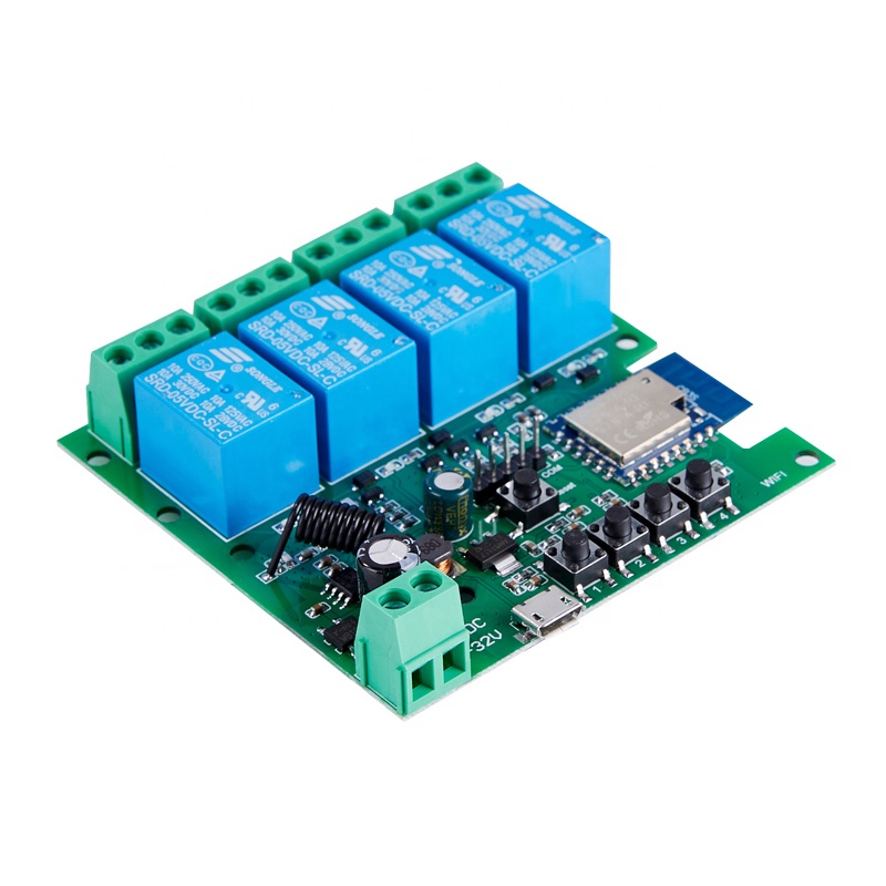 Дистанционное управление с помощью приложения Tuya, переменный/постоянный ток 7-32 В, 5 В, 12 В, 24 В, 220 В, радиочастотный приемник Smart Home, Alexa, «сделай сам», 10 А, релейный модуль Wi-Fi, 4-канальный умный переключатель