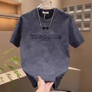 Camiseta de Verano para Hombre con Estampado de Letras, Manga Corta, Corte Regular, Cuello Redondo, Transpirable, Ecológica, Vintage, 100% Algodón, Estilo Casual Urbano - Product Image 4