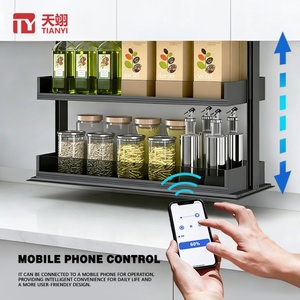 Organizador de Cocina Inteligente de Lujo con Elevación Vertical Eléctrica, Cesta Automática Desplegable de Vidrio, Sistema de Almacenamiento de 2 Niveles - Product Image 3