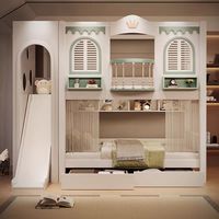 Lits superposés en bois massif sur mesure JINS pour enfants, combinaison table et maison dans les arbres, design écologique, hôtel, école