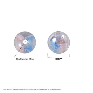 [Light Change] <span class=keywords><strong>Perles</strong></span> rondes en résine, faites à la main, 16MM, motif Papillon Rêveur Flottant, trou droit, en vrac - Product Image 4