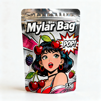 Sachet Mylar Doypack refermable à fermeture éclair, anti-odeur, pour emballage alimentaire, avec design imprimé numérique personnalisé, 3.5g 7g 14g
