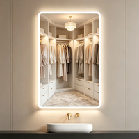 Miroir de salle de bain intelligent à LED pour hôtel, miroir de maquillage mural à luminosité réglable, OEM/ODM