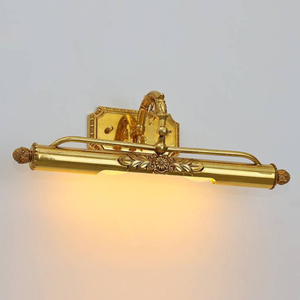 Lámpara de pared de bronce lineal, Faro de espejo, tocador de baño <span class=keywords><strong>Vintage</strong></span> francés, luces de pared de cobre, luz decorativa para cabecera - Product Image 1