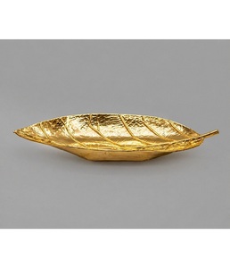 Luxury Decorative <b>Leaf</b> Shape Tray in 24K Gold Finish Stylish Serving Accessory with Premium Gift Box for Modern Home Decor - Product Image 1