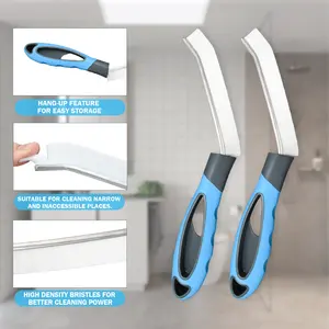 Hot Selling Household Small Angled Deep Cleaning Scrub Brush Gap Grout Cleaner Brush With Comfortable Soft Grip Handle
