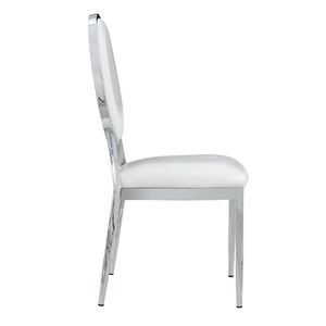 Chaise de banquet empilable pour hôtel, mariage ou réception, avec dossier rond, cadre en or et argent, coussin en cuir polyuréthane ou en tissu - Product Image 6