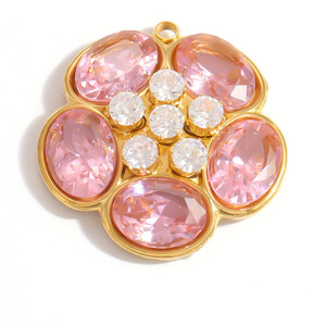 SUMMLY Breloques tendance en acier inoxydable plaqué or 18 carats, pendentifs fleur, cœur, étoile, coquillage pour la fabrication <span class=keywords><strong>de</strong></span> bijoux DIY, cadeau - Product Image 2