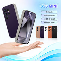 Smartphone S26 Mini con Batería de Ultra Larga Duración, 5G Desbloqueado, 4000mAh, Pantalla LED de 4 Pulgadas y 90Hz, Deca Core MTK 62XX, 12GB RAM, 1TB Almacenamiento, 108MP AI