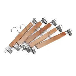 Best Sales Wood Hangers Multi-Functional trouser hanger rack hooks clothes store wooden pants hanger clip