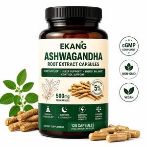 Private Label <b>Herbal</b> <b>Supplement</b> Stress Relief Sleep Energy Immune and Digestive Support Ashwagandha Root Extract Capsules - Product Image 1
