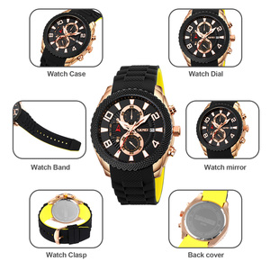 Montre chronographe ronde pour homme, bracelet en silicone de luxe, montre à quartz étanche 30M - Product Image 2
