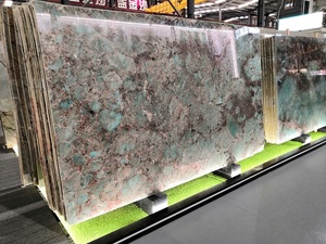 Marbre semi-précieux transparent naturel PerfectStone Amazonite vert rétro-éclairé pour projet d'hôtel de luxe et de villa - Product Image 3