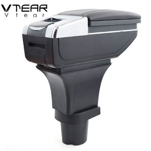 Vtear Pour Ford Ka + <span class=keywords><strong>Plus</strong></span> Accoudoir cuir magasin central de stockage boîte fil rouge voiture-style intérieur ABS accoudoir accessoires 15-19 - Product Image 5