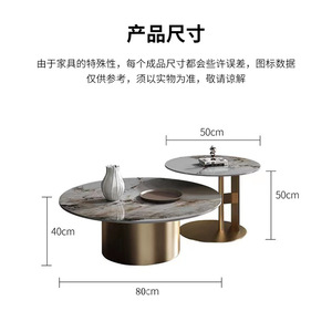Modern Minimalist Round <b>Coffee</b> <b>Table</b> Marble Top Stainless Steel Base Living Room Office Use - Product Image 3
