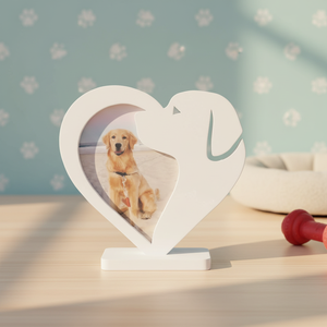 Cadre photo en MDF <span class=keywords><strong>blanc</strong></span> fait main, forme personnalisée créative, design personnalisé en forme de cœur pour chien - Product Image 3