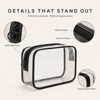 Pochette cosmétique transparente personnalisée en PVC avec fermetures éclair à anneaux, plusieurs tailles disponibles, vendues individuellement ou en lot