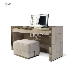 Ekar Furniture <strong>Victorian</strong> Marble <strong>Dressing</strong> <strong>Table</strong> with Standing Mirror Modern French Design for Bedroom Home or Hotel - Product Image 1