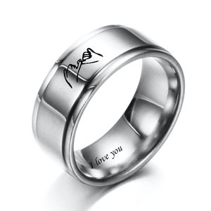Stainless Steel <b>Ring</b> 8mm Smooth I Love You Engraved Unisex Wedding Band Couple Jewelry Round Geometric Design - Product Image 3
