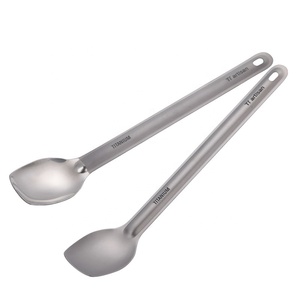 Accessoires de camping en plein air, randonnée pédestre, pique-nique, cuillère à long manche en titane, cuillère-fourchette en titane, couverts de camping, cuillère de camping, fourchette de camping - Product Image 4