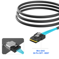 Kabel Mini SAS SFF-8088 ke SFF-8087 6Gbps 26Pin ke 36Pin, Kabel Nylon PVC dengan Pull-Tab Latch untuk Server RAID HBA Storage Controller