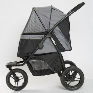 Poussette pour chien pliable à 3 roues à une clé Poussette pour chien avec grand espace Panier de rangement - Product Image 4