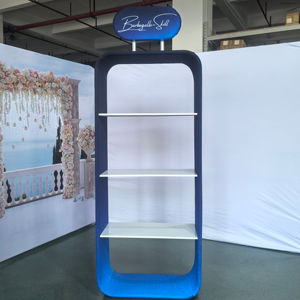 カスタム折りたたみ式アルミディスプレイスタンド、ポータブル小売用ショーケース棚、展示会プロモーション用背景、ポップアップショー - Product Image 6